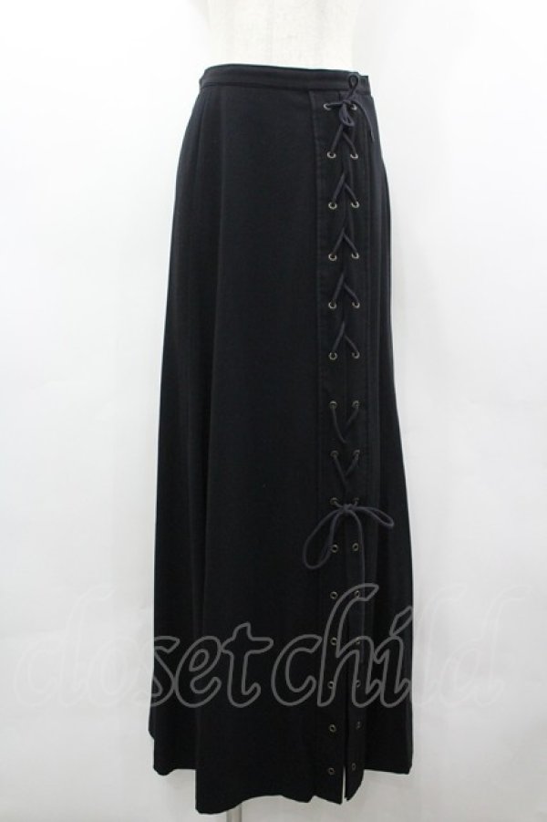 画像1: MIHO MATSUDA / サイド編み上げロングスカート  黒 I-26-03-19-096-GO-SK-SA-ZI (1)