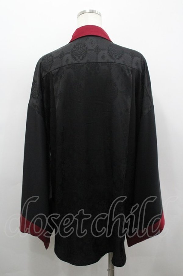 画像3: REZEN / 金剛力士プリント和袖シャツ M 黒Ｘ赤 I-26-03-19-010-LO-BL-SA-ZI (3)