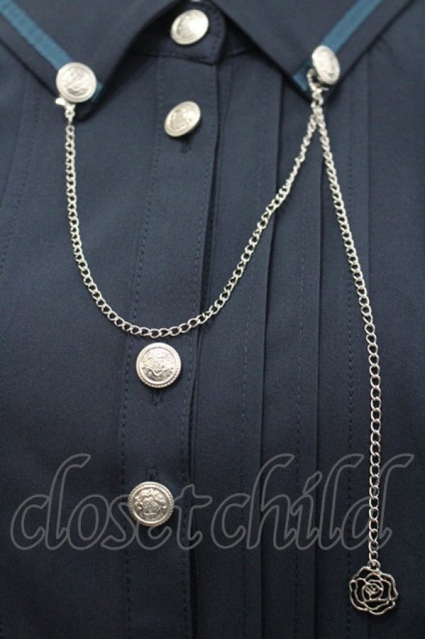 画像2: axes femme POETIQUE / バックレースアップロングブラウス  ネイビー I-26-03-19-011-AX-BL-SA-ZI (2)