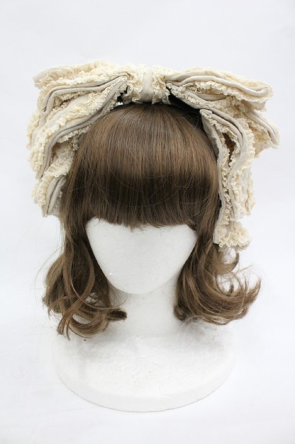 画像1: Hoshibako Works / お人形風シャンティクリームリボンカチューシャ  生成り I-26-03-19-113-LO-AC-SA-ZI (1)