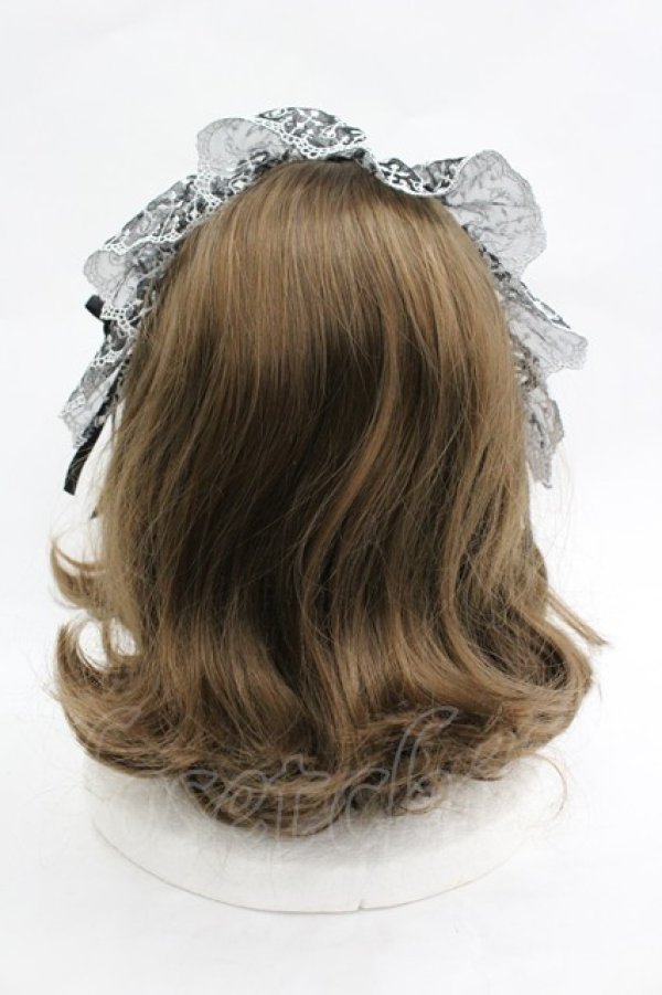 画像3: Moi-meme-Moitie / バラ十字オリジナルレースヘッドドレス  黒Ｘ白 I-26-03-19-117-MO-AC-SA-ZI (3)