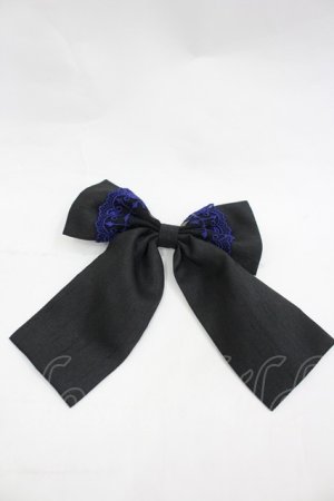 画像: Moi-meme-Moitie / Rose fenceレースリボンクリップ  黒Ｘ青 I-26-03-19-120-MO-AC-SA-ZI