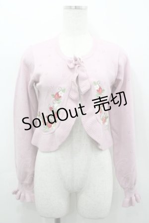 画像: Chalmiere / いちご刺繍ニットボレロ M ピンク I-26-03-19-013-0-TO-SA-ZI