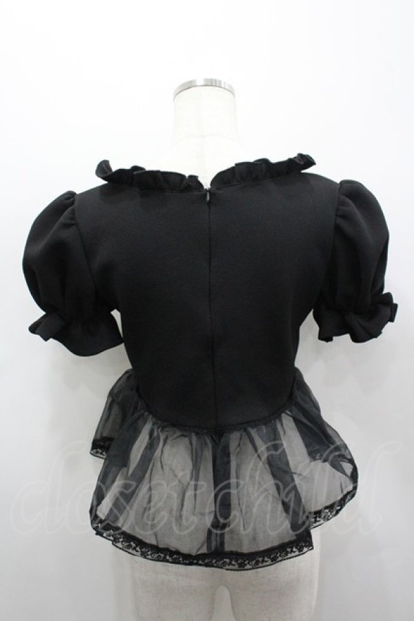 画像3: lilLilly / ワッフルリボンオーガンジーフリルトップス F 黒 I-26-03-19-016-LO-BL-TE-ZI (3)