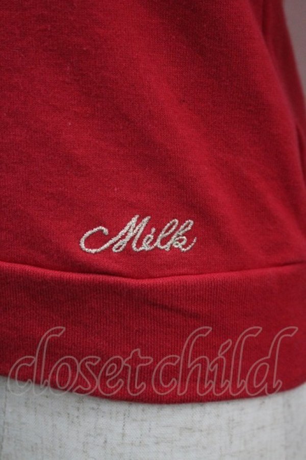 画像2: MILK / パール釦カーデ  赤Ｘ白 I-26-03-19-017-ML-TO-SA-ZI (2)