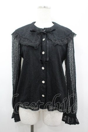 画像: Ank Rouge / レース長袖ブラウス  黒 I-26-03-19-002-CA-BL-SA-ZI