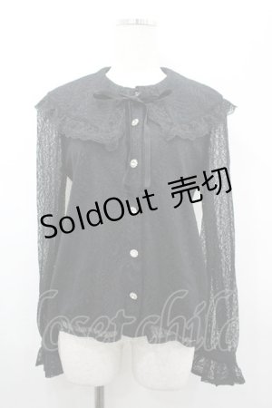 画像: Ank Rouge / レース長袖ブラウス  黒 I-26-03-19-002-CA-BL-SA-ZI