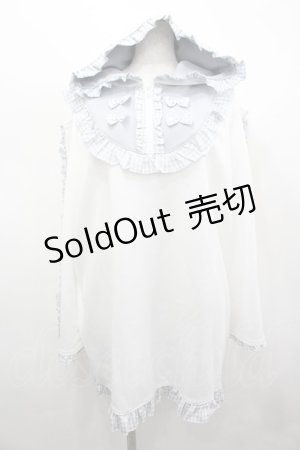 画像: NOEMIE / Rabbit Ear Gingham Jersey Hoodie  白Ｘサックス I-26-03-19-020-LO-TO-SA-ZI