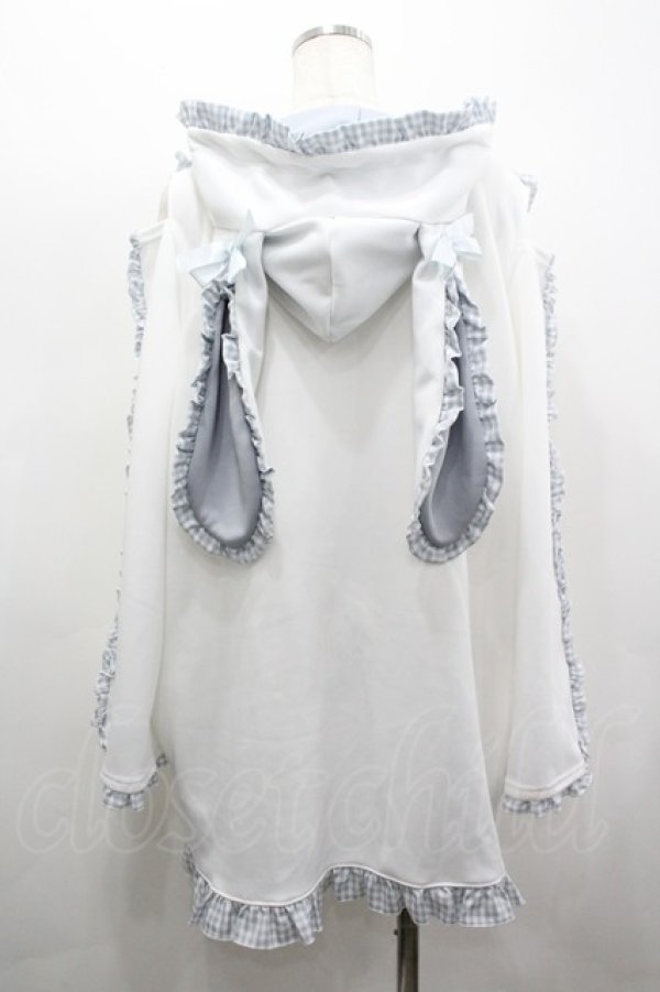 画像3: NOEMIE / Rabbit Ear Gingham Jersey Hoodie  白Ｘサックス I-26-03-19-020-LO-TO-SA-ZI (3)