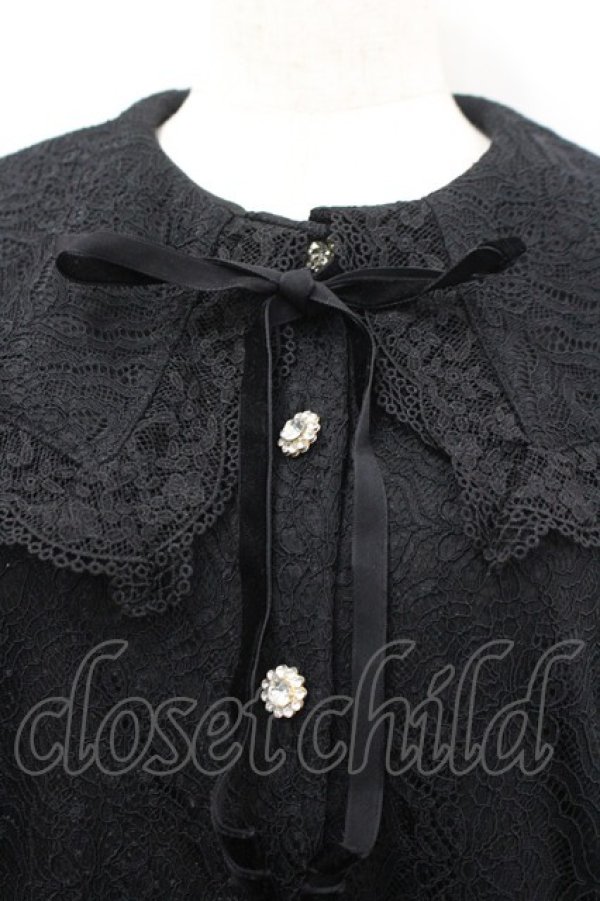 画像2: Ank Rouge / レース長袖ブラウス  黒 I-26-03-19-002-CA-BL-SA-ZI (2)