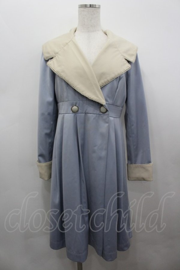 画像1: an another angelus / ウエスト2ボタンコート  サックスＸアイボリー I-26-03-19-030-CA-CO-SA-ZI (1)