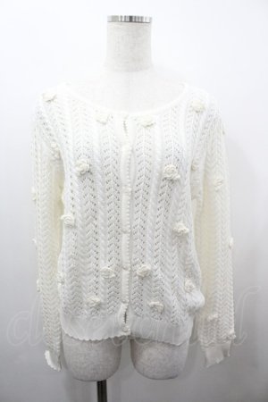 画像: PINK HOUSE / カメリアモチーフニットカーディガン  白 I-26-03-23-034-LO-TO-SA-ZI