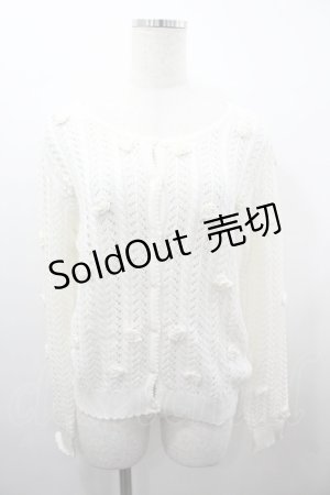 画像: PINK HOUSE / カメリアモチーフニットカーディガン  白 I-26-03-23-034-LO-TO-SA-ZI