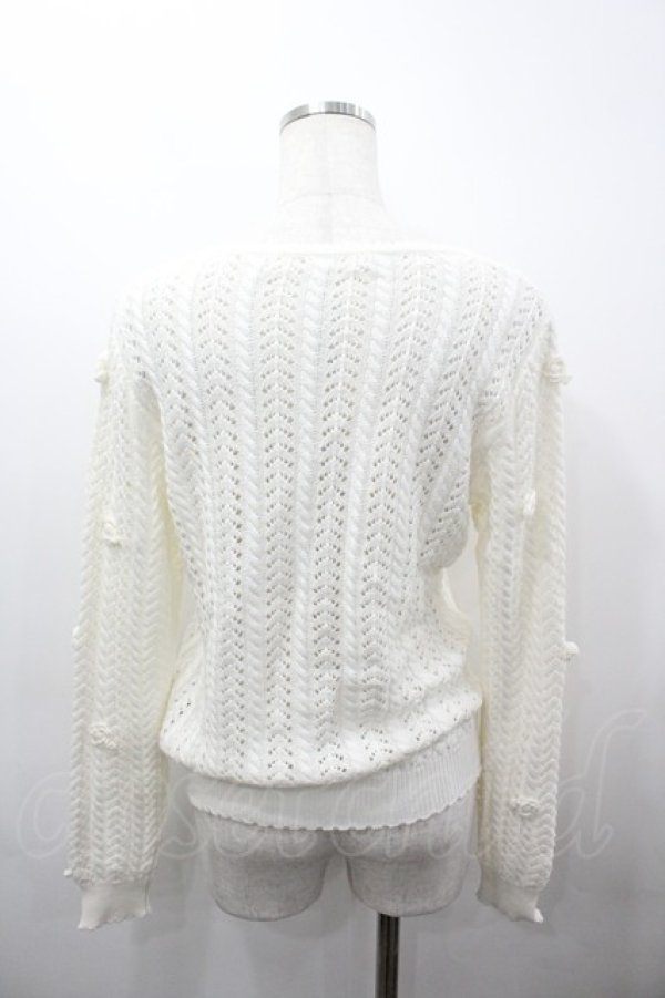 画像3: PINK HOUSE / カメリアモチーフニットカーディガン  白 I-26-03-23-034-LO-TO-SA-ZI (3)