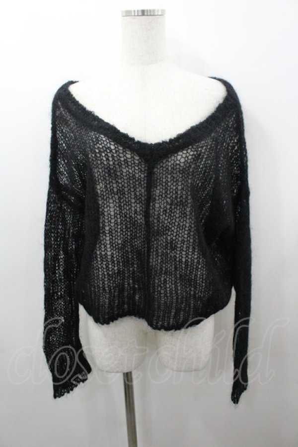 画像1: Katie / PUNKY PUNKY v neck knit  黒 I-26-03-23-037-LO-TO-SA-ZI (1)