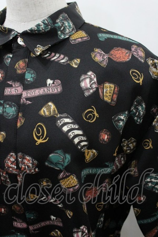 画像2: Q-pot. / シャイニーキャンディシャツ ユニセックス 黒 I-26-03-23-005-QP-BL-SA-ZI (2)