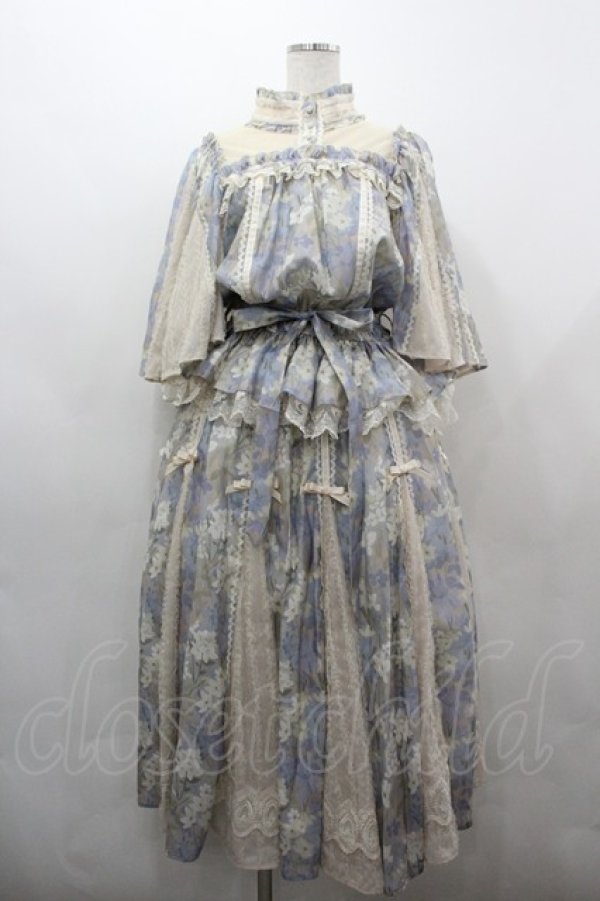 画像1: Hoshibako Works / ルーセントガーデンセットアップトップス&スカート  サックスＸフラワー I-26-03-23-048-LO-OP-SA-ZI (1)