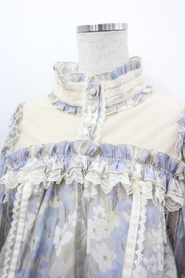 画像2: Hoshibako Works / ルーセントガーデンセットアップトップス&スカート  サックスＸフラワー I-26-03-23-048-LO-OP-SA-ZI (2)