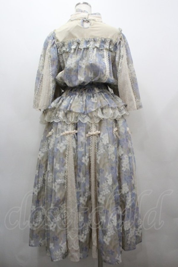 画像3: Hoshibako Works / ルーセントガーデンセットアップトップス&スカート  サックスＸフラワー I-26-03-23-048-LO-OP-SA-ZI (3)