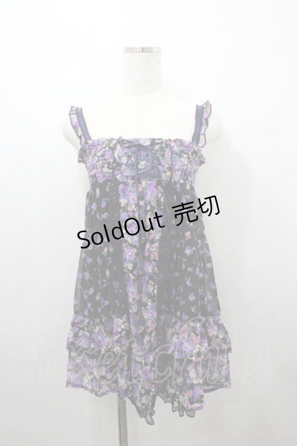 画像1: axes femme / 2WAYワンピース  黒Ｘ紫 I-26-03-23-055-AX-OP-SA-ZI (1)