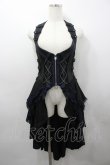 画像1: Ozz oneste / 薔薇刺繍ロングベスト  黒×青 I-26-03-23-059-OO-TO-TE-ZI (1)