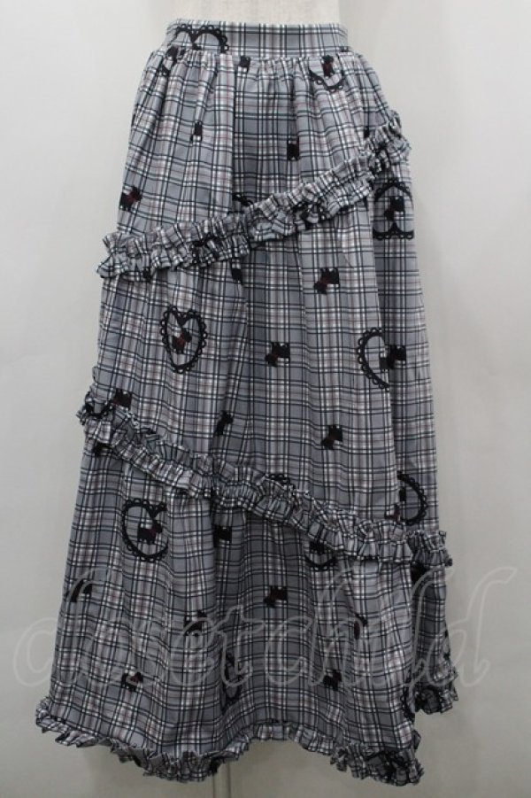 画像1: axes femme kawaii / おさんぽテリア柄スカート  黒 I-26-03-23-067-AX-SK-SA-ZI (1)