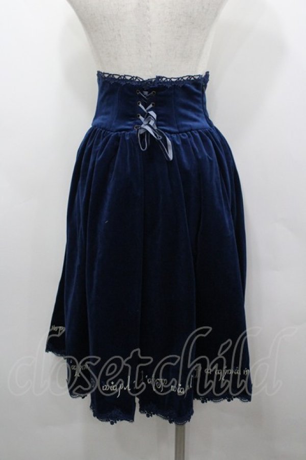 画像3: ichigomikou / フロント刺繍ハイウエストスカート  紺ｘ白ｘゴールド I-26-03-23-068-LO-SK-SA-ZI (3)