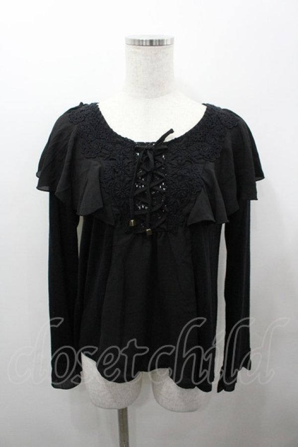 画像1: axes femme / ラッフル袖デザインプルオーバー  黒 I-26-03-23-008-AX-TO-SA-ZI (1)