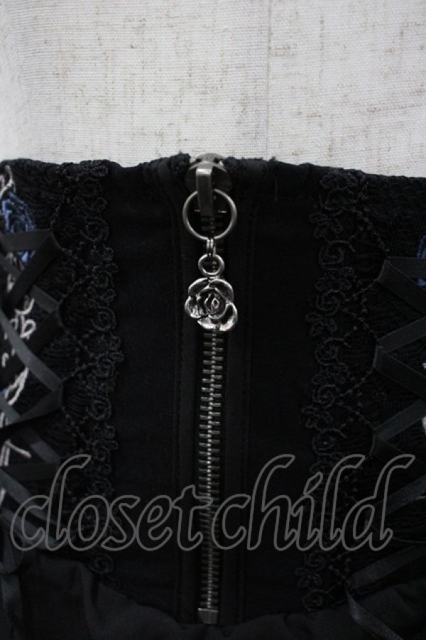 画像2: OZZ ANGELO / ローズ刺繍ボリュームスカート  黒×青 I-26-03-23-072-OO-SK-TE-ZI (2)