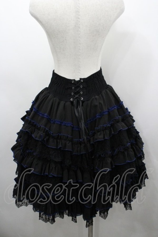画像3: OZZ ANGELO / ローズ刺繍ボリュームスカート  黒×青 I-26-03-23-072-OO-SK-TE-ZI (3)