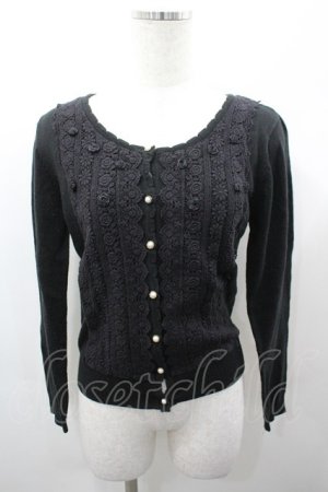 画像: axes femme / レース＆ローズニットカーディガン  黒 I-26-03-23-009-AX-TO-SA-ZI