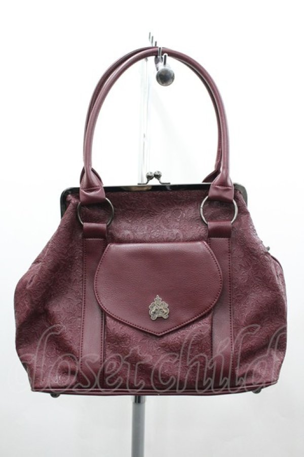 画像1: MIHO MATSUDA / 薔薇型押しがま口バッグ  ボルドー I-26-03-23-086-GO-BG-SA-ZI (1)