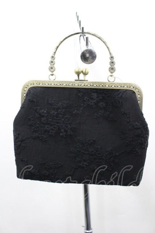 画像1: LOLITAその他(お買取対象外) / 刺繍重ねガマ口ハンドバッグ  黒 I-26-03-23-092-LO-BG-SA-ZI (1)