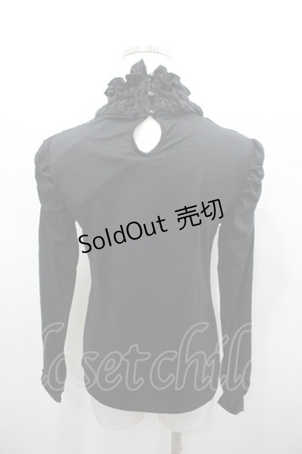 画像2: axes femme / はしごレースリボンハイネックカットソー  黒 I-26-03-23-010-AX-TO-SA-ZI (2)