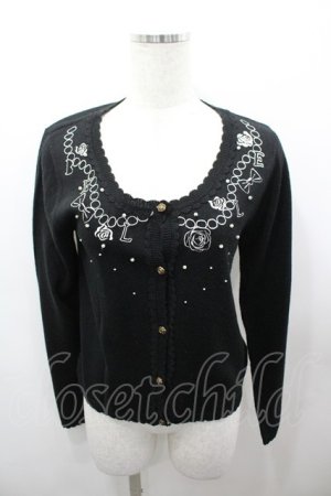 画像: axes femme / 刺繍カーディガン  黒Ｘ白 I-26-03-23-011-AX-TO-SA-ZI