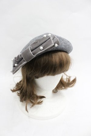 画像: m petit by misako / AMリボンバスクベレー  グレー I-26-03-23-108-LO-AC-SA-ZI