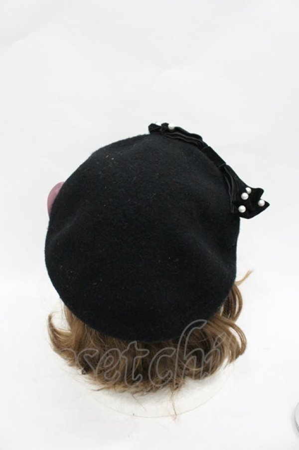 画像3: m petit by misako / AMリボンバスクベレー  黒 I-26-03-23-109-LO-AC-SA-ZI (3)