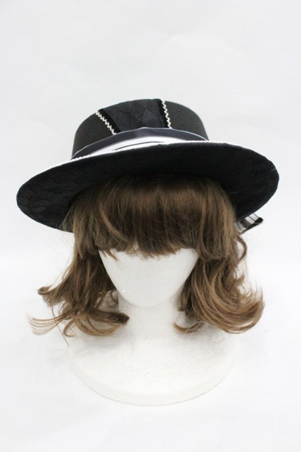 画像1: 小熊星翔 / ストライプリボンハット  黒Ｘ白 I-26-03-23-116-LO-AC-SA-ZI (1)