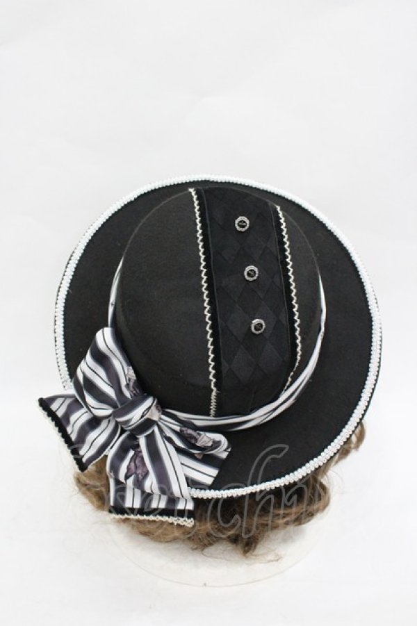 画像3: 小熊星翔 / ストライプリボンハット  黒Ｘ白 I-26-03-23-116-LO-AC-SA-ZI (3)