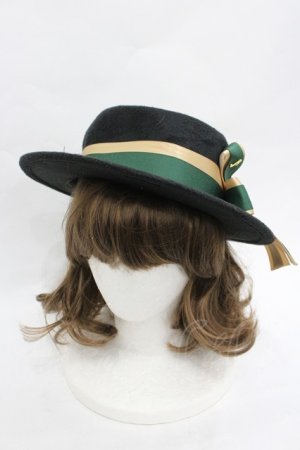 画像: LOLITAその他(お買取対象外) / バイオリンリボンモチーフハット  黒Ｘ緑 I-26-03-23-117-LO-AC-SA-ZI