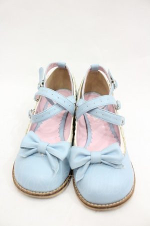 画像: Queen Bee / リボンストラップパンプス M サックス I-26-03-23-124-EL-SH-SA-ZI