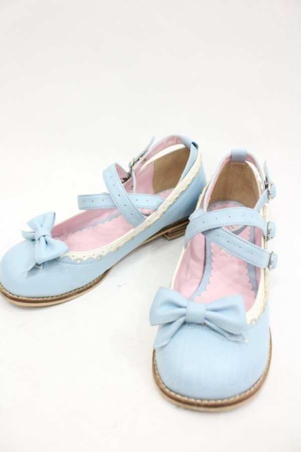 画像2: Queen Bee / リボンストラップパンプス M サックス I-26-03-23-124-EL-SH-SA-ZI (2)