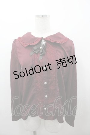 画像: axes femme POETIQUE / ビジューブローチ付ブラウス M ボルドー I-26-03-23-014-AX-BL-SA-ZI