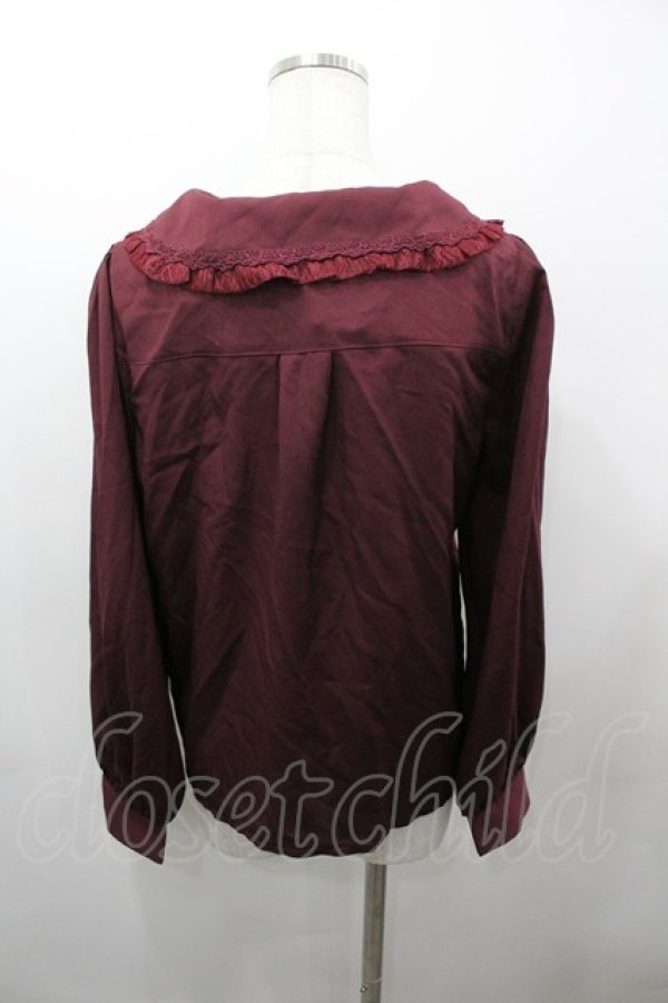 画像3: axes femme POETIQUE / ビジューブローチ付ブラウス M ボルドー I-26-03-23-014-AX-BL-SA-ZI (3)