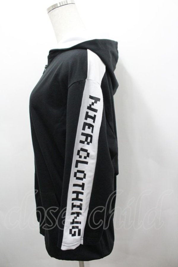 画像2: NieR Clothing / 袖ロゴジップアップパーカー  ブラック　 I-26-03-23-019-PU-TO-SA-ZI (2)