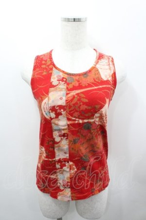 画像: gouk / 和柄ノースリーブトップス  赤 I-26-03-23-024-GO-TO-SA-ZI