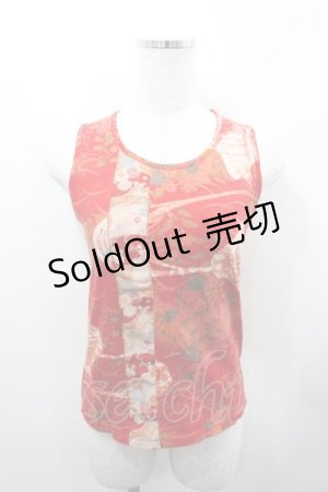 画像: gouk / 和柄ノースリーブトップス  赤 I-26-03-23-024-GO-TO-SA-ZI