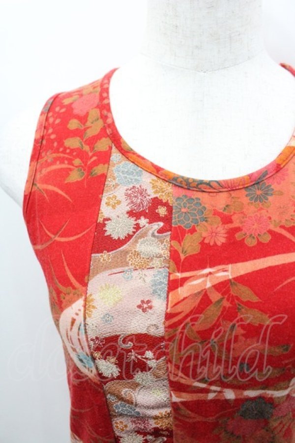 画像2: gouk / 和柄ノースリーブトップス  赤 I-26-03-23-024-GO-TO-SA-ZI (2)