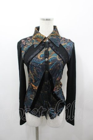 画像: Ozz Croce / 総柄スナップボタンシャツ  黒 I-26-03-23-025-OO-BL-SA-ZI