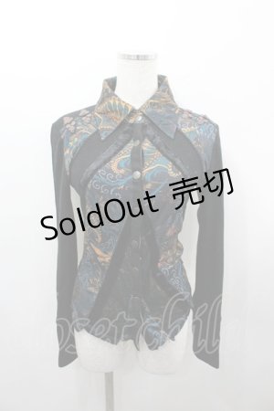 画像: Ozz Croce / 総柄スナップボタンシャツ  黒 I-26-03-23-025-OO-BL-SA-ZI